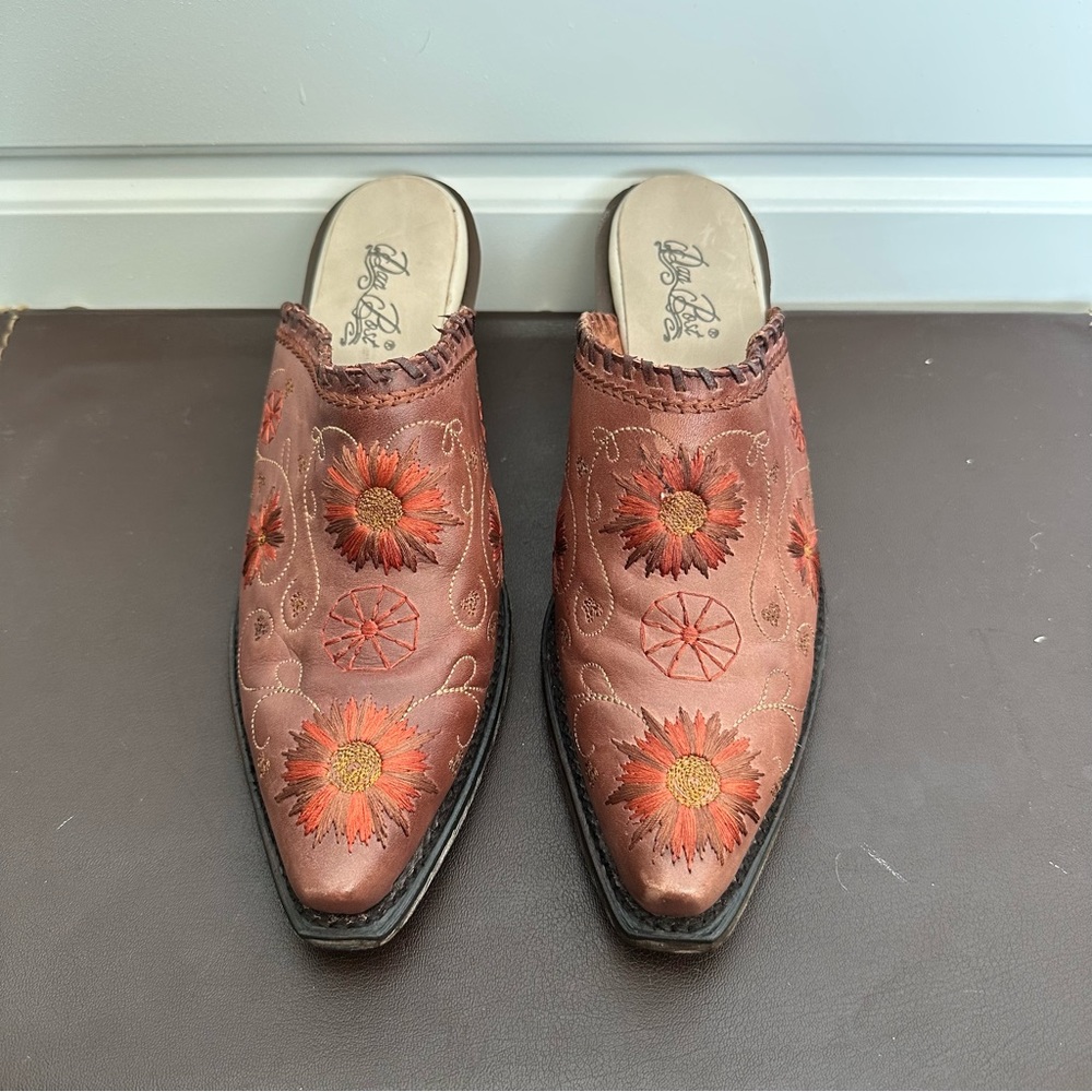 Dan Post Lira Leather Hand Stitched Mules Women’s Shoe Heel